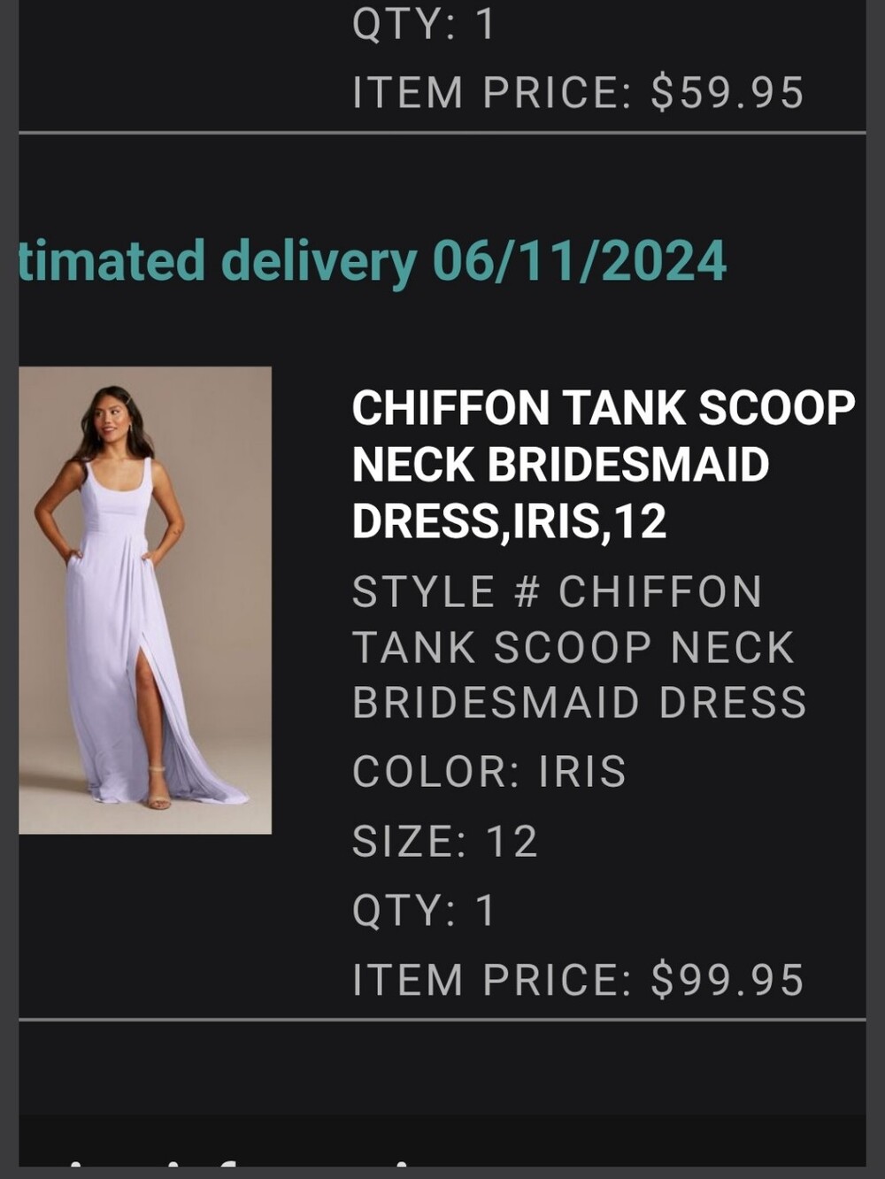 CHIFFON TANK SCOOP NECK BRIDESMAID DRESS,